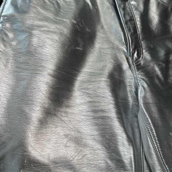 Good American Icon Silver Metallic Faux Leather Pants distressed size 6/28 - Picture 6 of 9